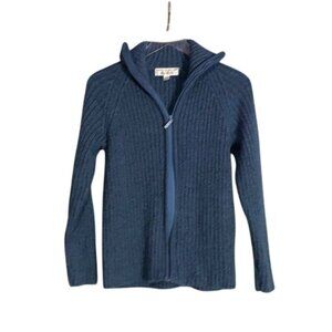 Carolyn Taylor Essentials Blue Ribbed Knit Zip-Up Sweater S Acrylic Blend